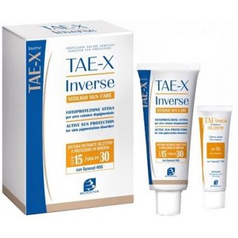 TAE-X INVERSE Солнцезащитный крем для депигментированных участков кожи (Tae-X Inverse) Комплект 2-х препаратов Vitiligo Sun Care + TAE break SPF50 50 мл