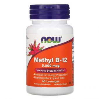 Витамин B-12, Methyl B-12, Now Foods, 5000 мкг, 60 леденцов