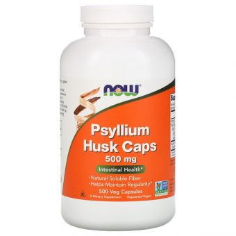 Подорожник (Псилиум), Psyllium Husks, Now Foods, 500 мг, 500 капсул