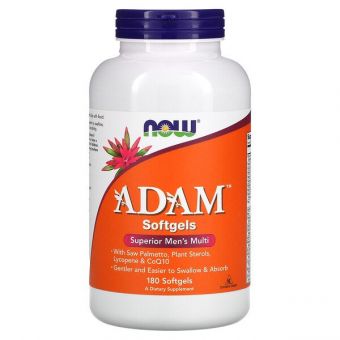 Супер Мультивитамины Для Мужчин, Adam, Superior Men's Multi, Now Foods, 180 Гелевых Капсул