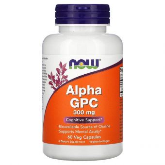 Альфа-GPC, 300 мг, Alpha GPC, Now Foods, 60 вегетарианских капсул  