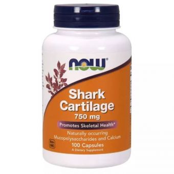 Акулий Хрящ 750 мг, Shark Cartilage, Now Foods, 100 капсул
