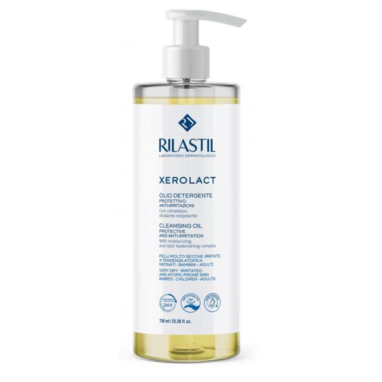 Ріластіл Ксеролакт, Очищуюча олійка для обличчя та тіла для дуже сухої, схильної до подразнень та атопії шкіри, Rilastil 750 мл.
