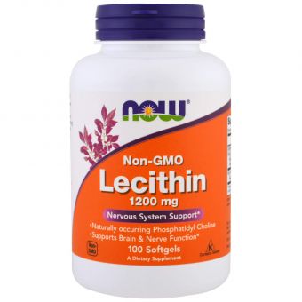 Лецитин, Lecithin, Now Foods, 1200 мг, 100 гелевых капсул