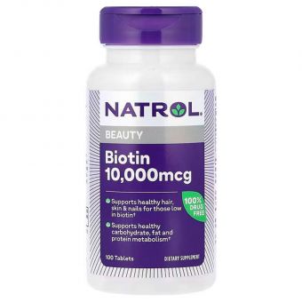 Биотин максимум, Biotin, Natrol, 10000 мкг, 100 таблеток