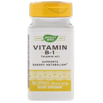 Тіамін, Vitamin B-1, Nature's Way, 100 мг, 100 капсул