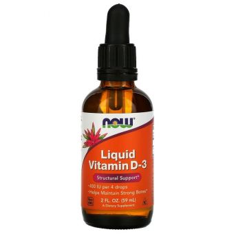 Витамин Д3, Liquid Vitamin D-3, Now Foods, жидкий, 10 мкг (400 МЕ),  59 мл