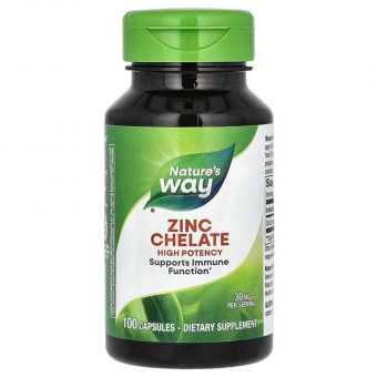 Хелат цинка, Zinc Chelate, Nature's Way, 30 мг, 100 капсул