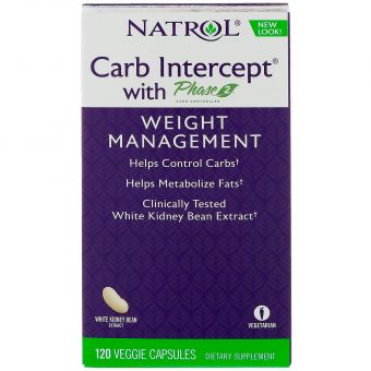 Экстракт белой фасоли перехватчик углеводов фаза 2, Carb Intercept Phase 2, Natrol, 120 капсул