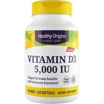 Вітамін Д3, Vitamin D3, Healthy Origins, 5000 МО, 120 капсул