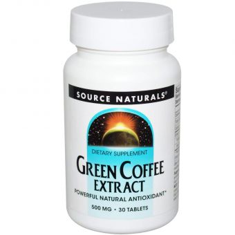 Кава для схуднення, Green Coffee, Source Naturals, екстракт, 500 мг, 30 таблеток