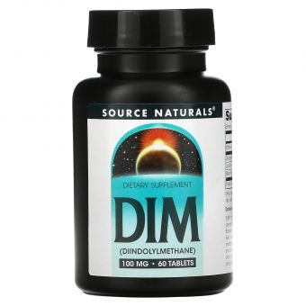 Дииндолилметан, DIM, Source Naturals, 100 мг, 60 таблеток.