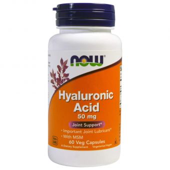 Гиалуроновая кислота и МСМ, Hyaluronic Acid, Now Foods, 50 мг, 60 капсул