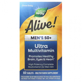 Вітаміни для чоловіків 50+, Alive! Men's 50+ Ultra Potency, Nature's Way, 60 таблеток