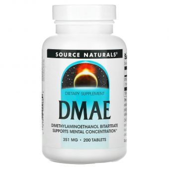 DMAE (диметиламіноетанол), Source Naturals, 351 мг, 200 таблеток.