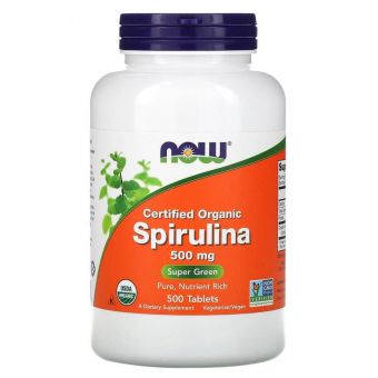 Спіруліна, Spirulina, Now Foods, сертифікована, органічна, 500 мг, 500 таблеток