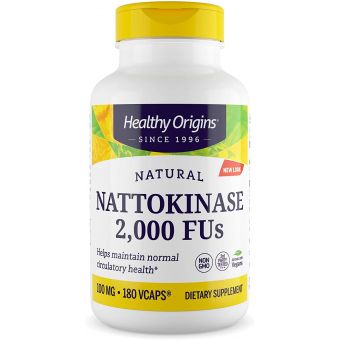 Наттокиназа, Nattokinase 2,000 FU's, Healthy Origins, 100 мг, 180 капсул