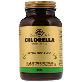 Хлорелла, Chlorella, Solgar, сломанные клеточные стенки, 100 вегетарианских капсул