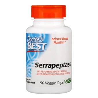 Серрапептаза, Serrapeptase, Doctor's Best, 40,000 СПУ, 90 капсул