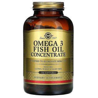 Омега-3, Omega-3 Fish Oil, Solgar, концентрат риб'ячого жиру, 240 гелевих капсул