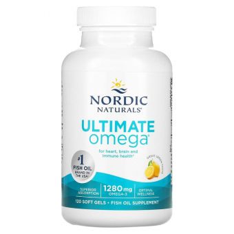 Рыбий жир, Ultimate Omega, Nordic Naturals, со вкусом лимона, 1280 мг, 120 капсул