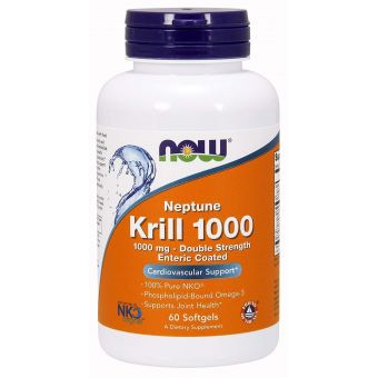 Масло криля Neptune, Krill, Now Foods, двойная сила, 1000 мг, 60 капсул