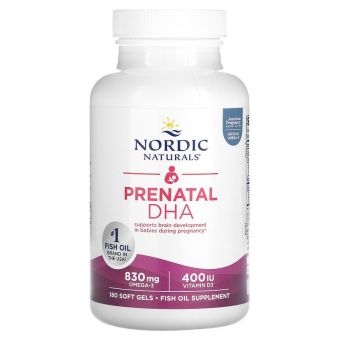 Риб'ячий жир для вагітних, Prenatal DHA, Nordic Naturals, 500 мг, 180 капсул