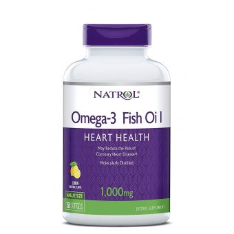 Рыбий жир в капсулах, Omega-3 Fish Oil, Natrol, лимонный вкус, 1000 мг, 150 капсул