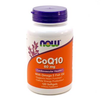 Коэнзим Q10 с рыбьим жиром Омега-3, CoQ10 with Omega-3 Fish Oil, Now Foods, 60 мг, 120 гелевых капсул