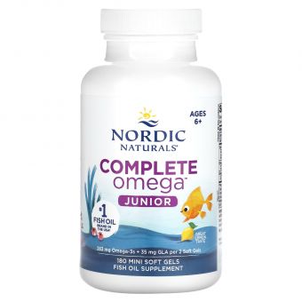 Риб'ячий жир для дітей, Complete Omega, Nordic Naturals, від 6 до 12 років, лимон, 180 міні капсул