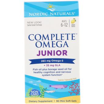 Риб'ячий жир для підлітків, Complete Omega Junior, Nordic Naturals, лимон, 283 мг, 90 капсул