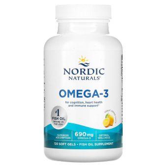 Очищенный рыбий жир, Omega-3, Nordic Naturals, лимон, 690 мг, 120 капсул