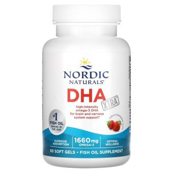 Рыбий жир экстра, DHA Xtra, Nordic Naturals, клубника, 1660 мг, 60 капсул