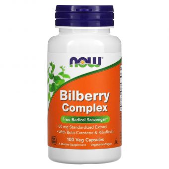 Черника для зрения, Bilberry Complex, Now Foods, комплекс, 100 вегетарианских капсул