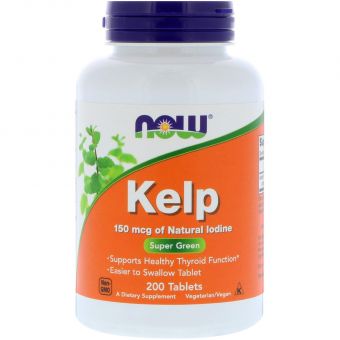 Ламинария, Kelp, Now Foods, 150 мкг, 200 таблеток