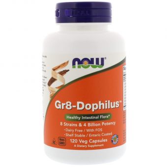 Пробіотик, Gr8-Dophilus, Now Foods, 120 вегетаріанських капсул