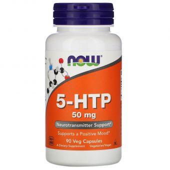 5-HTP, 5-гидрокситриптофан, 5-HTP, Now Foods, 50 мг, 90 вегетарианских капсул