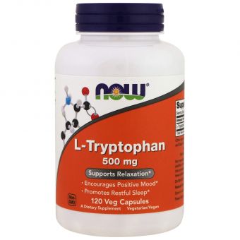 Триптофан, L-Tryptophan, Now Foods, 500 мг, 120 вегетаріанських капсул