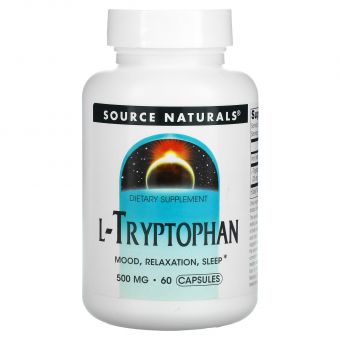 Триптофан, L-Tryptophan, Source Naturals, 500 мг, 60 капсул