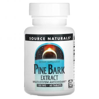 Пикногенол, Pine Bark Extract, Source Naturals, экстракт сосновой коры, 150 мг, 60 таблеток