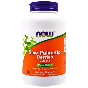 Со Пальметто, Saw Palmetto, Now Foods, ягоды, 550 мг, 250 вегетарианских капсул