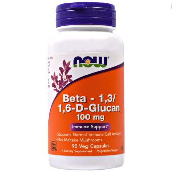 Бета глюкан, Beta-1,3 / 1,6-D-Glucan, Now Foods, 100 мг, 90 вегетаріанських капсул