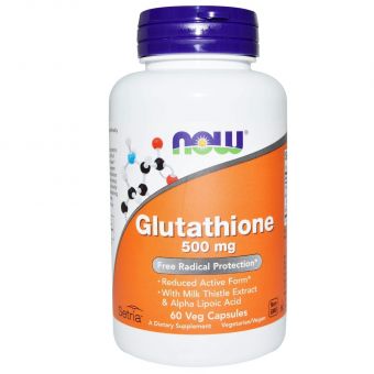 Глутатіон, Glutathione, Now Foods, 500 мг, 60 вегетаріанських капсул