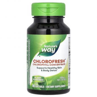 Хлорофіл, Chlorofresh, Nature&#39;s Way, концентрат, 100 мг, 90 гелевих капсул (50 мг на гелеву капсулу)