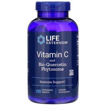 Витамин С + био-кверцетин, Vitamin C and Bio-Quercetin Phytosome, Life Extension, 250 вегетарианских таблеток