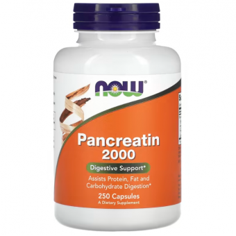 Панкреатин, Pancreatin, Now Foods, 10X 200 мг, 250 капсул