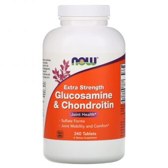 Глюкозамин и хондроитин, Glucosamine & Chondroitin, Now Foods, экстра сила, 240 таблеток