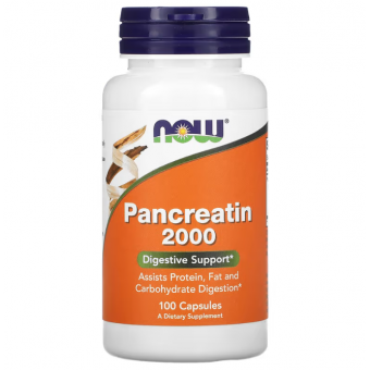 Панкреатин, Pancreatin, Now Foods, 2000 мг, 100 капсул