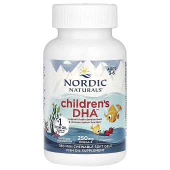 Рыбий жир для детей, Children's DHA, Nordic Naturals, клубника, 360 желе