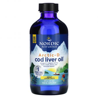 Риб'ячий жир з печінки тріски і Д3, Arctic-D Cod Liver Oil, Nordic Naturals, лимон, 237 мл